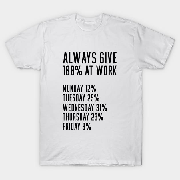 Always Give 100% At Work T-Shirt by ArticaDesign